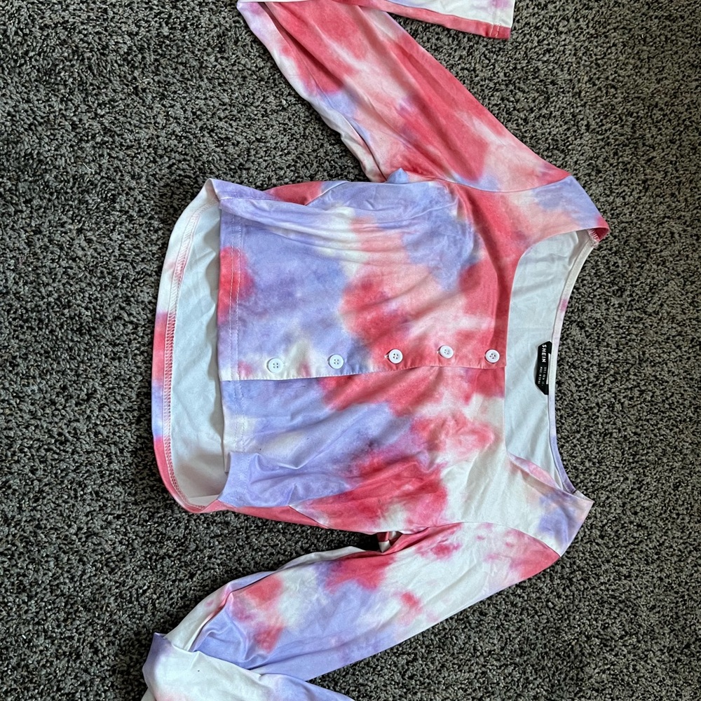 Shein Tie Dye Cropped long sleeve shirt